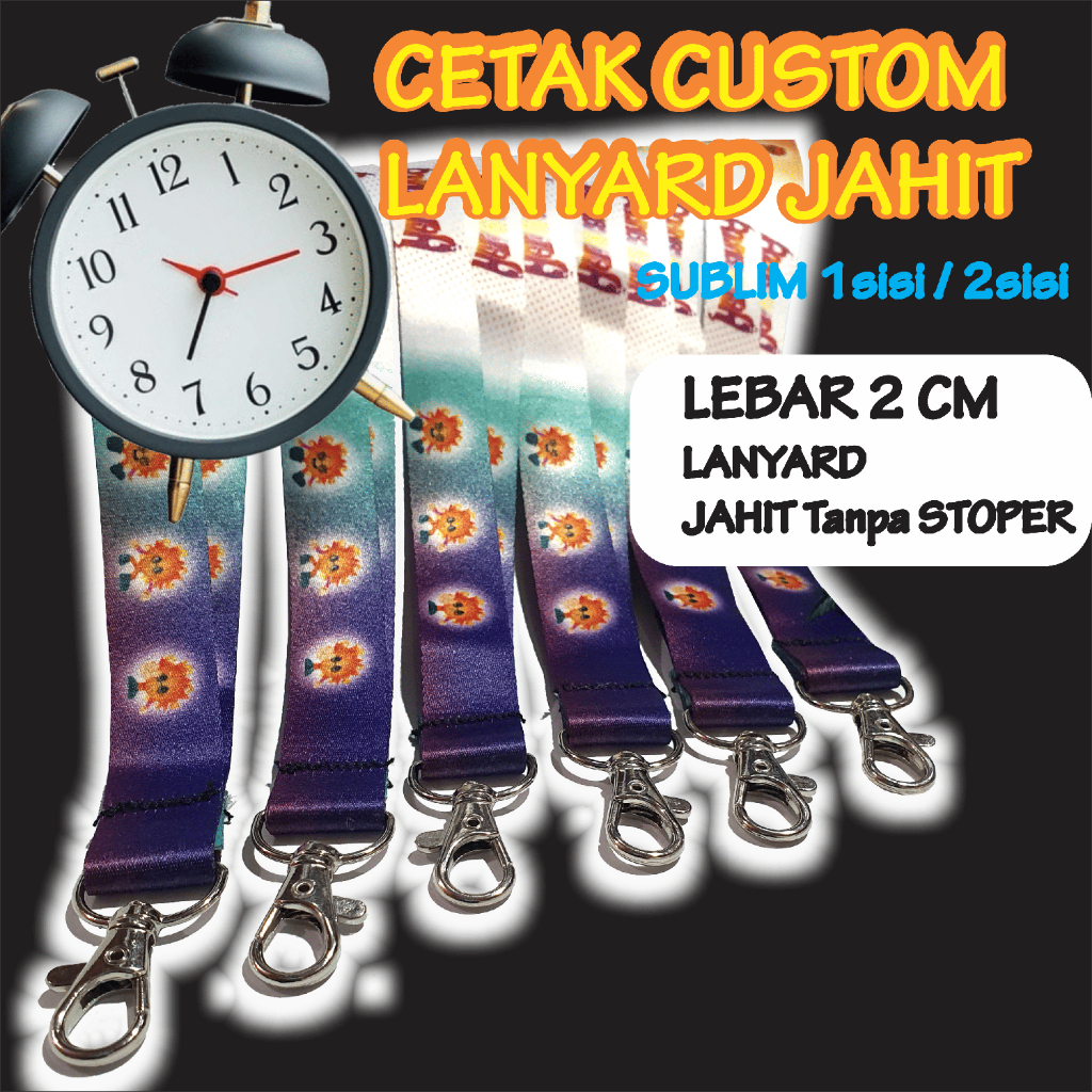 

Cetak Lanyard custom JAHIT print sublim 2cm cetak 2 muka / tali id card custom jahit printing