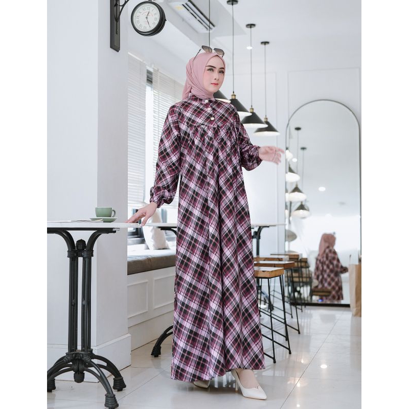 KAIYO FASHION - Gamis Baby Corduroy Model Babydoll Kerah Shanghai Motif Salur (Cocok Untuk Pengajian
