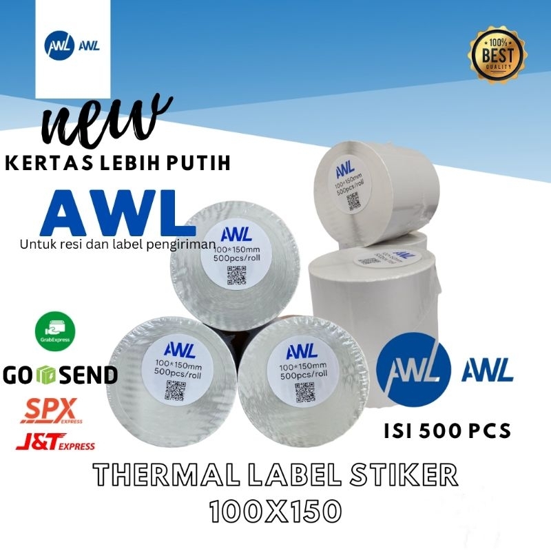 

Kertas Stiker Label Thermal AWL 100x150mm isi 500pcs - Roll Ukuran A6