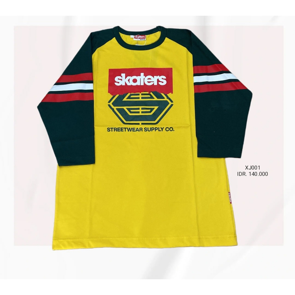 T-Shirt Raglan 3/4 Skaters Logo 14 Yellow Green