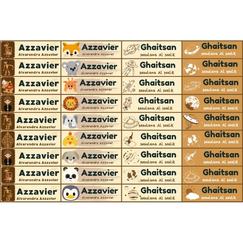 

Stiker nama (isi mulai 40-70pcs) - Free Custome karakter