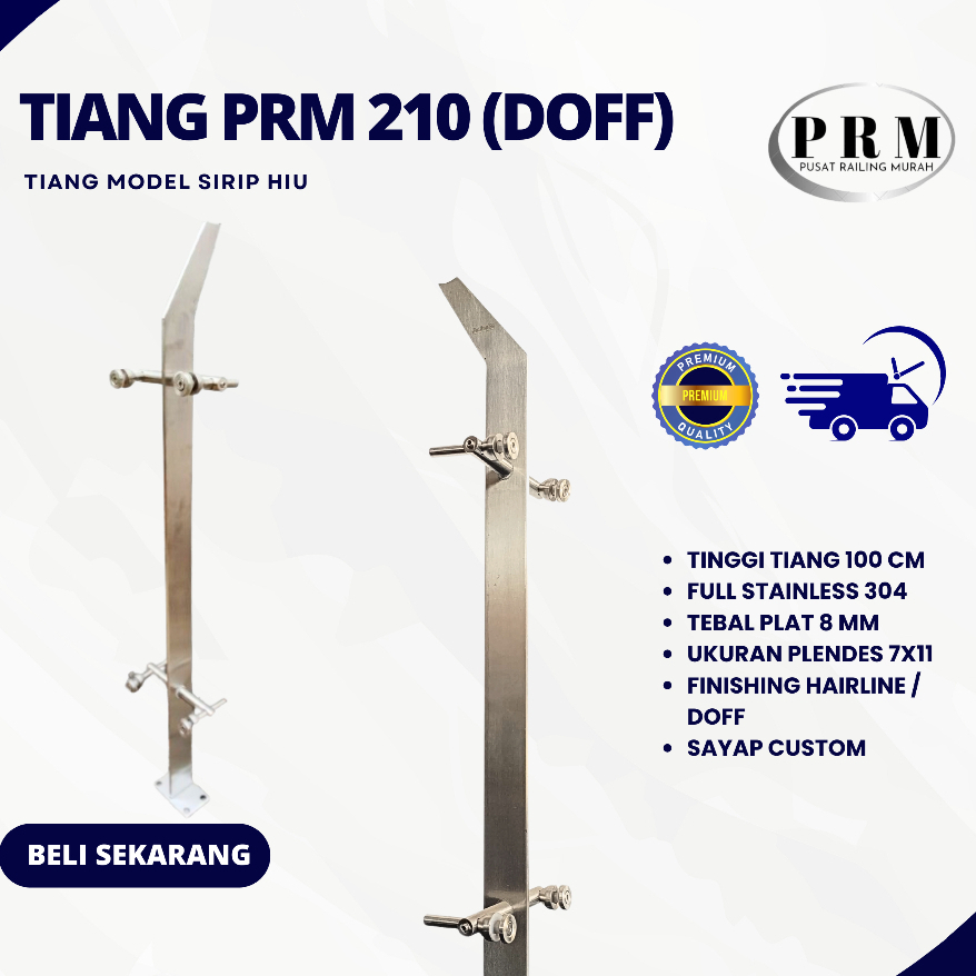 Tiang Railing Tangga Kaca Plat Stainless Stell 304