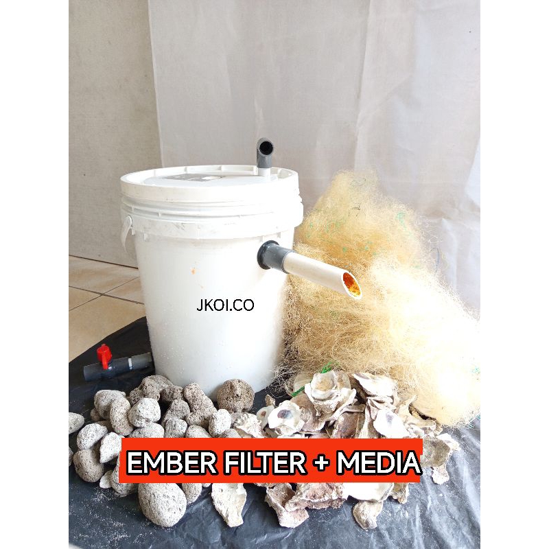 EMBER FILTER KOLAM IKAN AQUARIUM +MEDIA FILTER SIAP PAKAI MODEL EMBER PUTIH