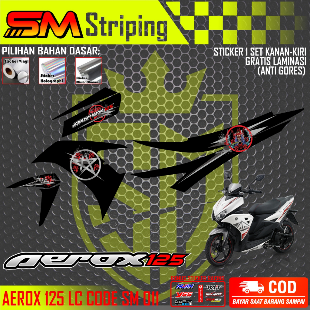 Striping Aerox 125 LC Grafis ori Printing / Stiker Motor Yamaha Aerox KUALITAS TERBAIK 125 SM 011