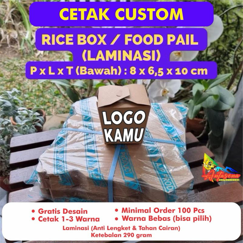 Sablon / Cetak Custom Desain Food Pail / Rice Box || Gratis Desain || Minimal Order 100 Pcs