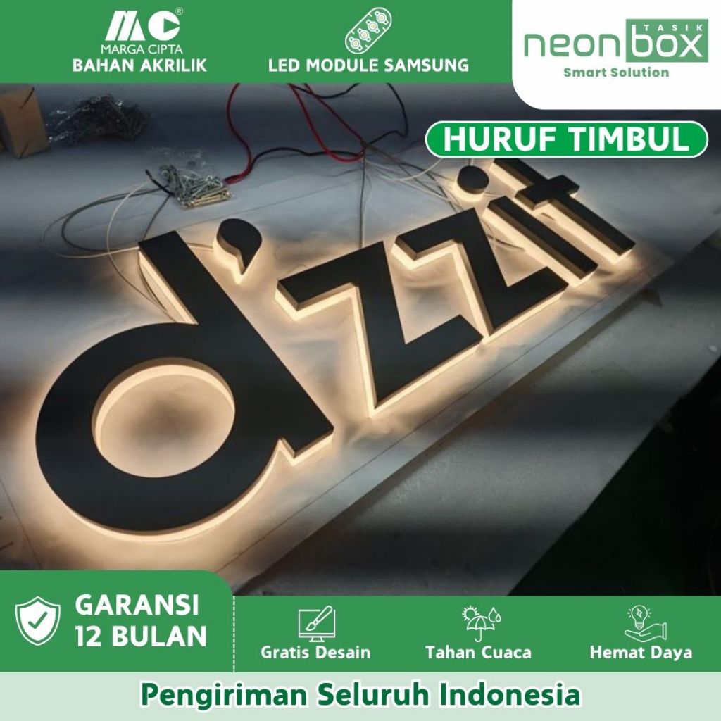 Termurah Huruf Timbul Akrilik Menyala Letter Timbul Led Tahan Air Huruf Timbul Custom Free Desain Si