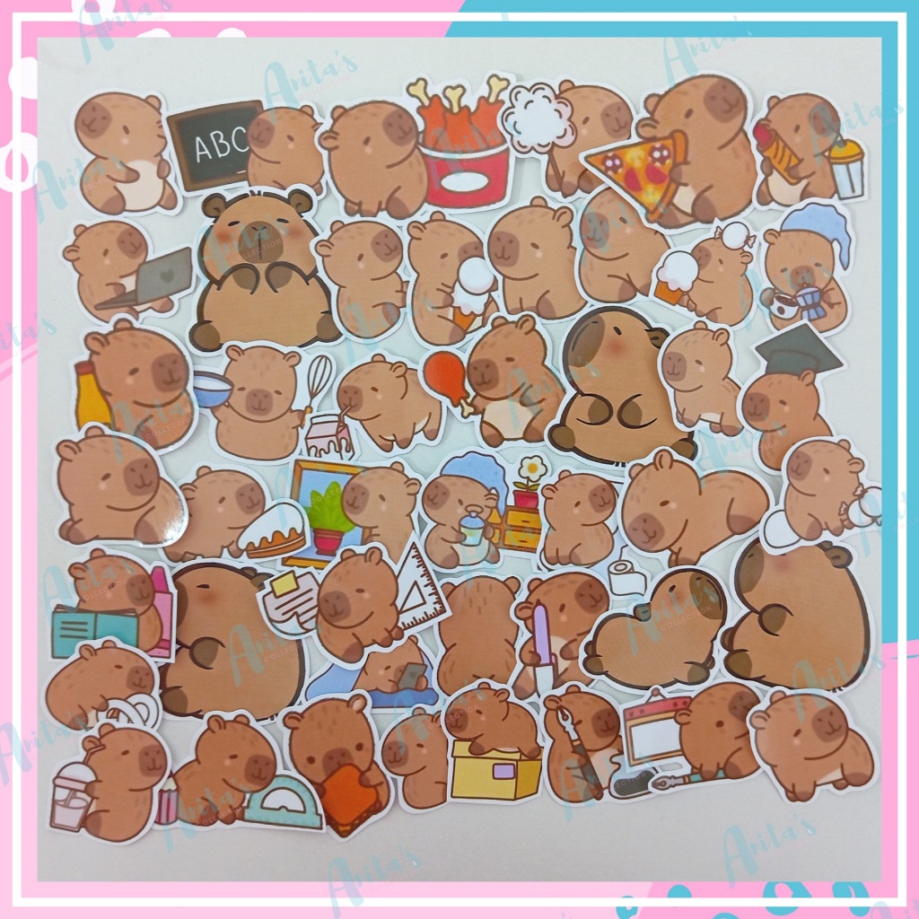 

45 pc STIKER TEMA CAPYBARA | STICKER GLOSSY AESTHETIC | STICKER TUMBLR | STIKER HP | STIKER LAPTOP | STIKER LUCU