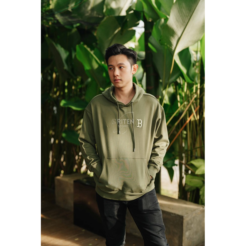 MLB Korea B Boston Vintage Hoodie Khaki Original