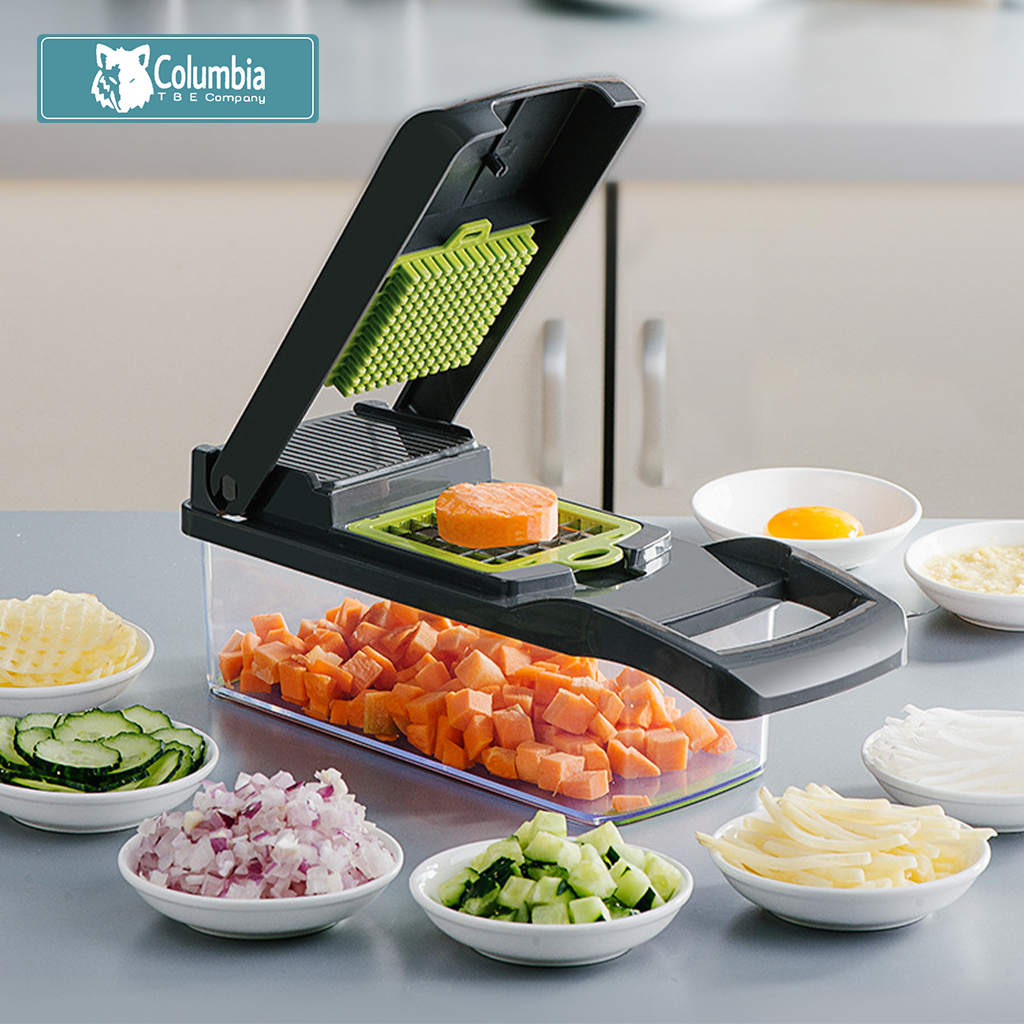COLUMBIA Parutan/parutan keju/alat pengiris bawang merah/Parutan serbaguna /16-in-1Dengan wadah
