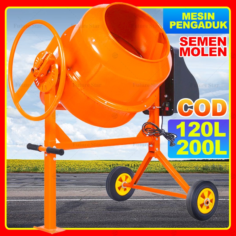 Mesin Pengaduk Semen Beton Plesteran / Molen Dorong Listrik Mini / Engine Electric Concrete Mixer Ma