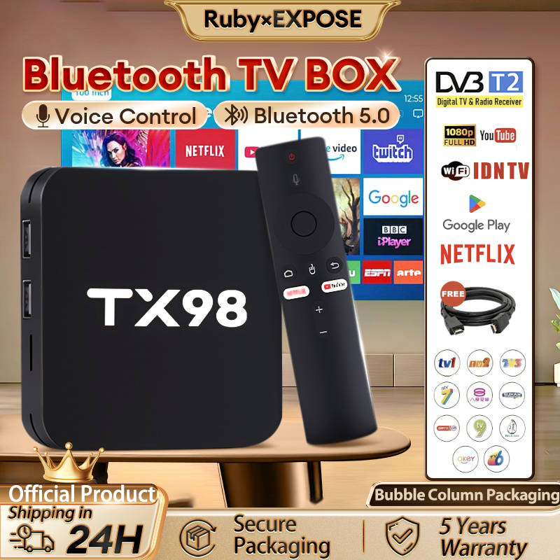 Android TV Box Bluetooth Full Channel 2026 Wifi/5G/Bluetooth TV Box 16+256GB Voice Bluetooth