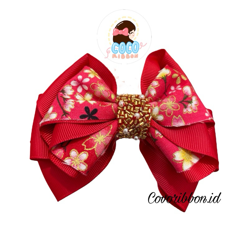 Pita rambut/Pita merah/Pita rambut imlek/Jepit pita anak/