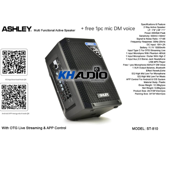 SPEAKER AKTIF "ASHLEY' ST 810 Original8 inch