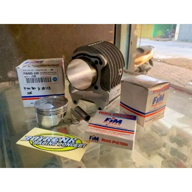 CYLINDER BLOK BEAT KARBU KVY BEAT FI KZL BEAT ESP K44 BORE UP SET PISTON 57 I 58 I 59 FIM 80  PIN 13
