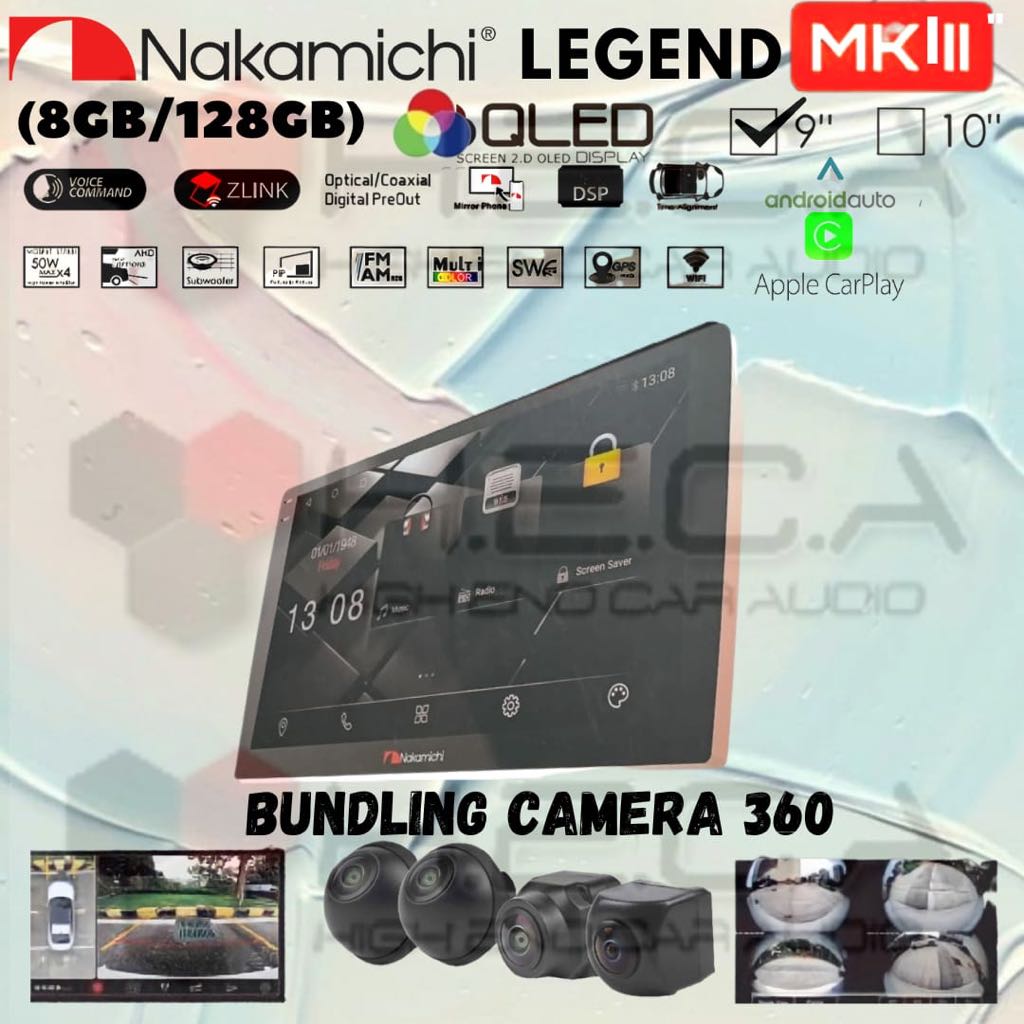 Nakamichi LEGEND MKIII 8/128 GB QLED 9" NA-3102i Head Unit Android MK3 + Camera 360