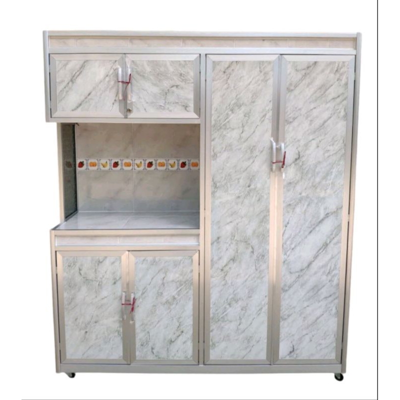 LEMARI PIRING 4 PINTU / RAK PIRING ALUMINIUM MOTIF