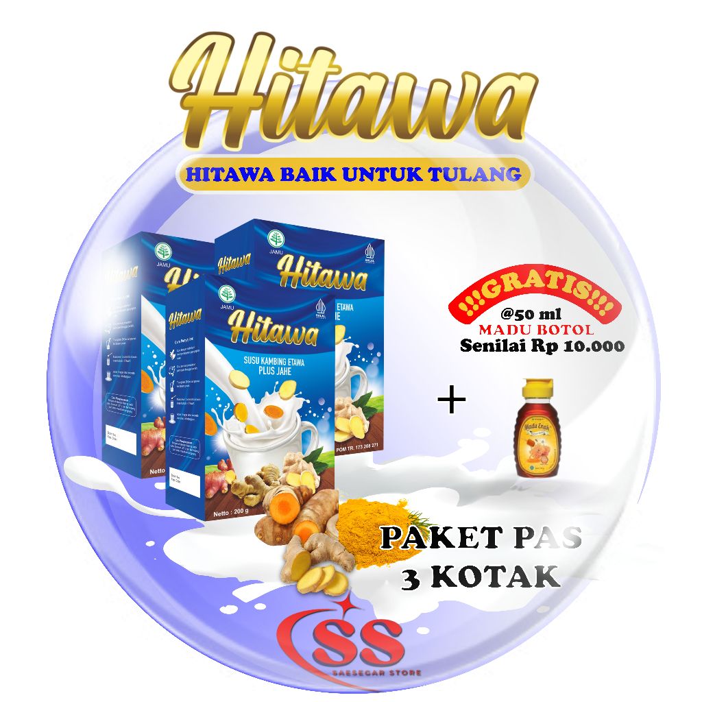 

[HITAWA PAKET 3 KOTAK Free MADU BOTOL/SASET ] susu ETAWAlIn atasi nyeri sendi Asam urat