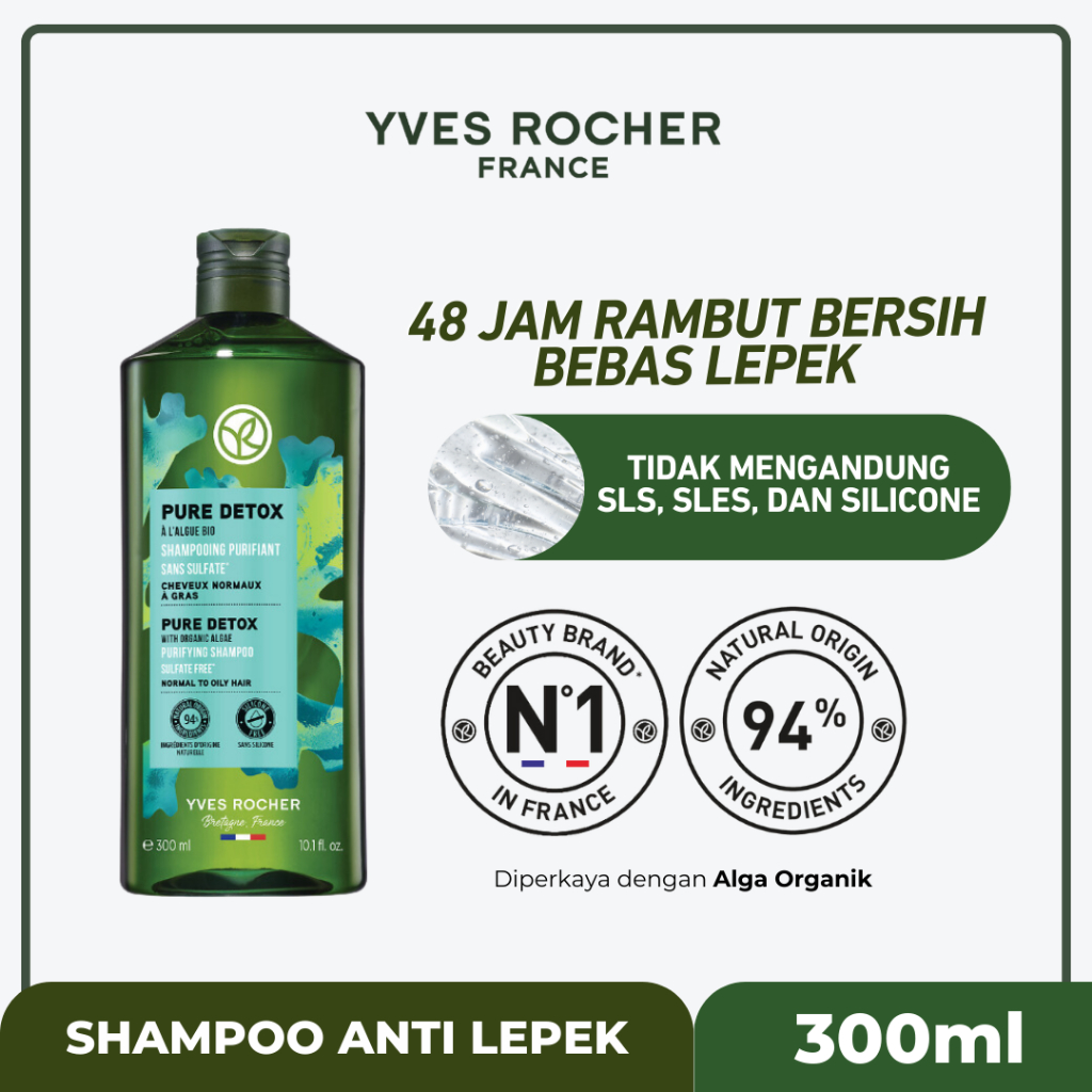 Yves Rocher Refresh Purifying Shampoo 300 ml - Shampo Anti Lepek