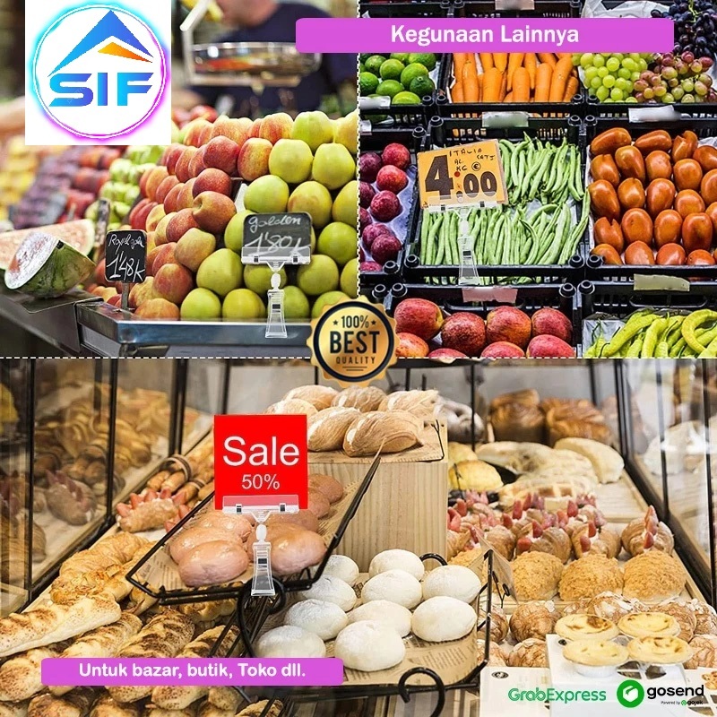 Penjepit Nama Tag Makanan Produk Menu Nota Pesanan Holder Name Tag Display Klip Jepitan Promo Transp