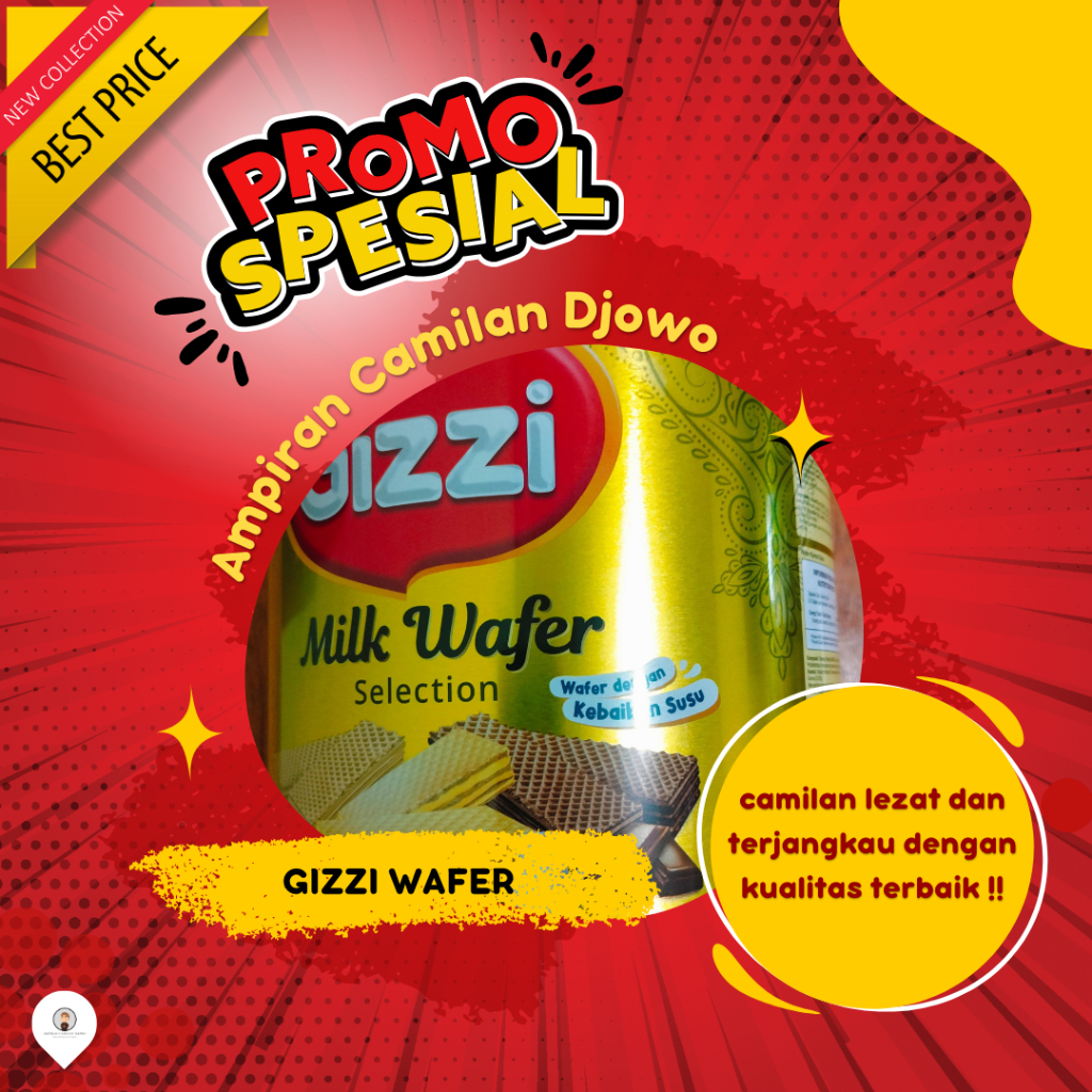 

WAFER KALENG GIZZI 240 GRAM/GIZZIWAFER KALENG 240 GRAM - Ampiran Camilan Djowo