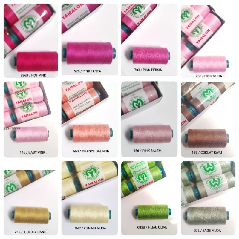 1PC BENANG JAHIT YAMALON 500 YARD BENANG POLYESTER WARNA WARNI