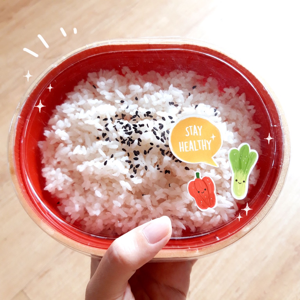 

Stiker label veggies stay healthy sayur lucu sehat