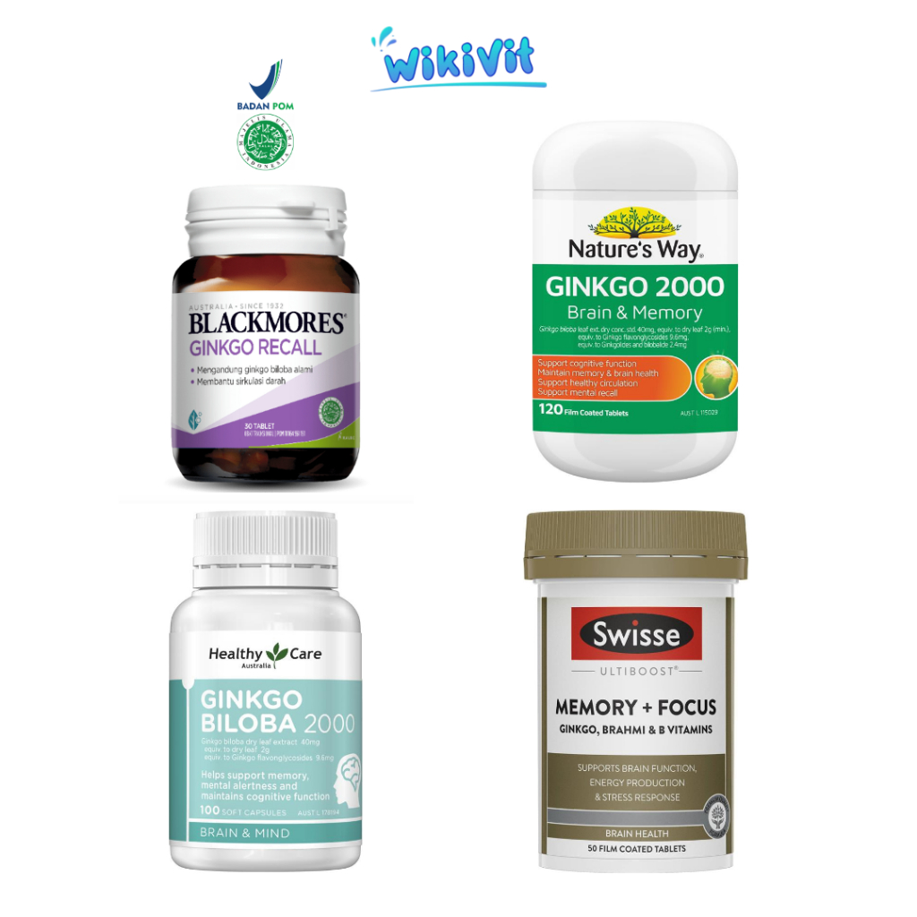 BLACKMORES Ginkgo Recall 30 Tablet - HALAL BPOM AUSTRALIA / Ginkgo Action / NATURE'S WAY Ginkgo 2000
