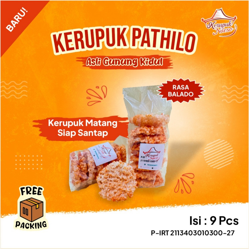 

Kerupuk Pathilo Balado Kerupuk Singkong Matang Siap Santap Isi 9 Pcs - Snack Makanan Ringan