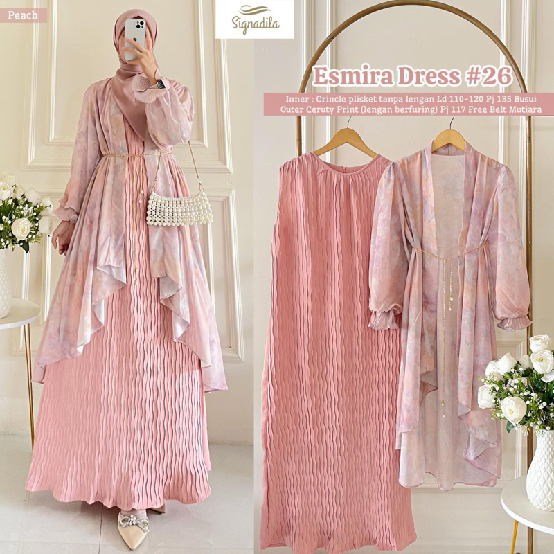 GAMIS ESMIRA DRESS MAXI SETELAN INNER OUTER SET MOTIF BUNGA BY SIGNADILA