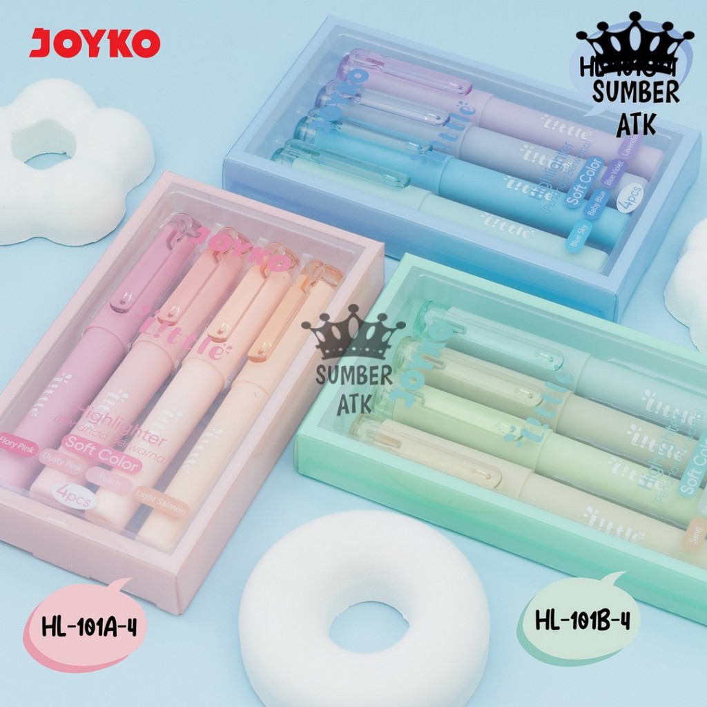 

Penanda Berwarna Highlighter Joyko HL-101 Soft Color Little HL-101A-4 , HL-101B-4 , HL-101C-4