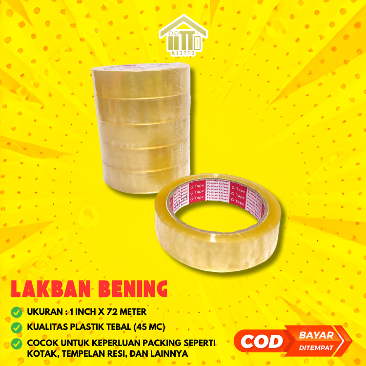 

LAKBAN TAPE BENING 1 INCH 24MM X 72 METER / LAKBAN 24 MM X 72 Y BENING / SOLATIP BENING / SOLASI 1 INCH / SELOTIP BENING 1 INCH