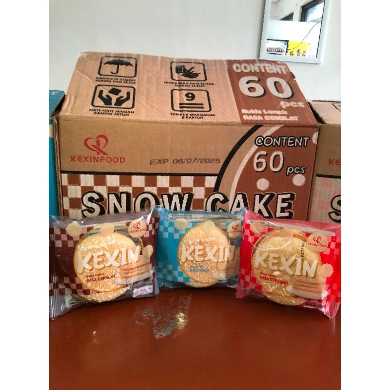 

KEXIN SNOW CAKE Roti Kukis lembut 1 Dus Isi 60 pcs