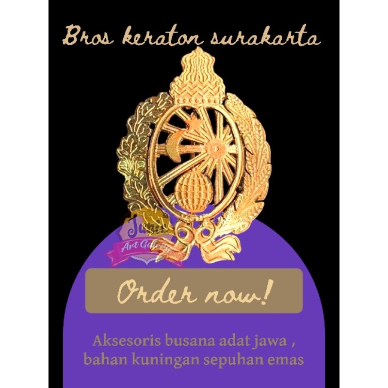 PIN BROS BESKAP LOGO KERATON KASUNANA SURAKARTA SOLO SEPUH EMAS ASLI PREMIUM KODE BRSS06