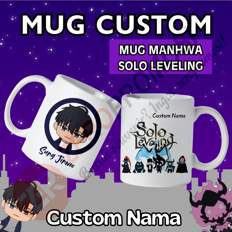 Mug Manhwa Solo Leveling Souvenir Mug Custom Nama