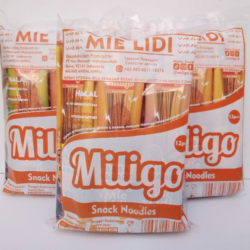 

mie lidi gocok 120pcs cemilan andalan Bugis Makassar (Miligo 6gr paket usaha)