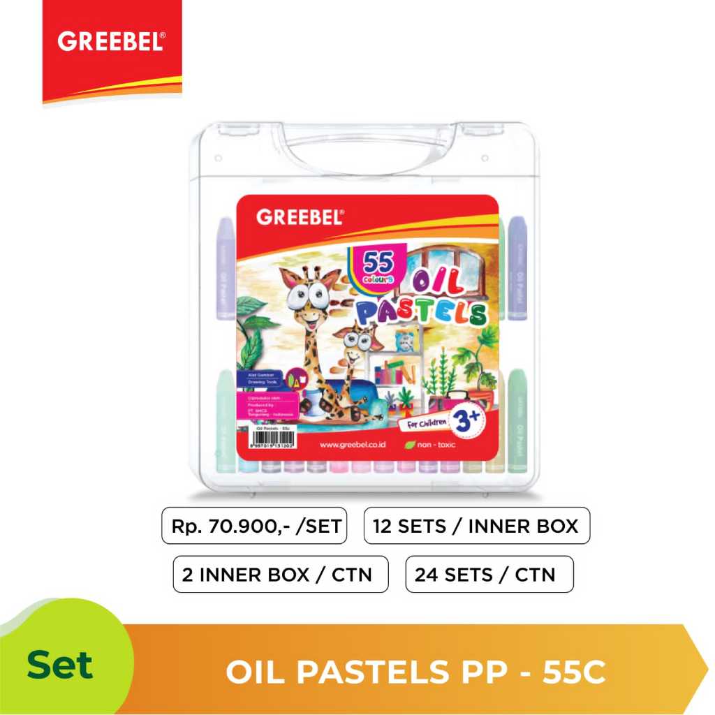 

GREEBEL Crayon 55 warna KIDS OIL PASTEL (Non toxic)