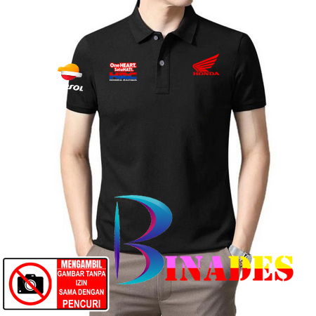 Jual Baju Kaos Kerah Model Polo Honda - one Heart - Repsol - HRC Honda Racing BINADES