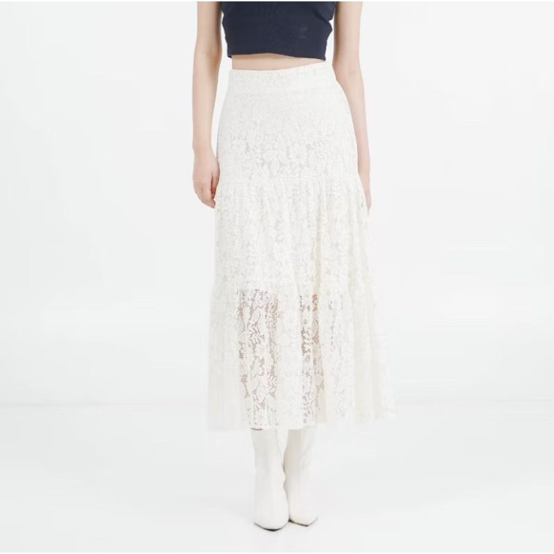 Enzy Storia X This Is April Rok Panjang Wanita Kekinian Kasual ES Isabella Lace Skirt