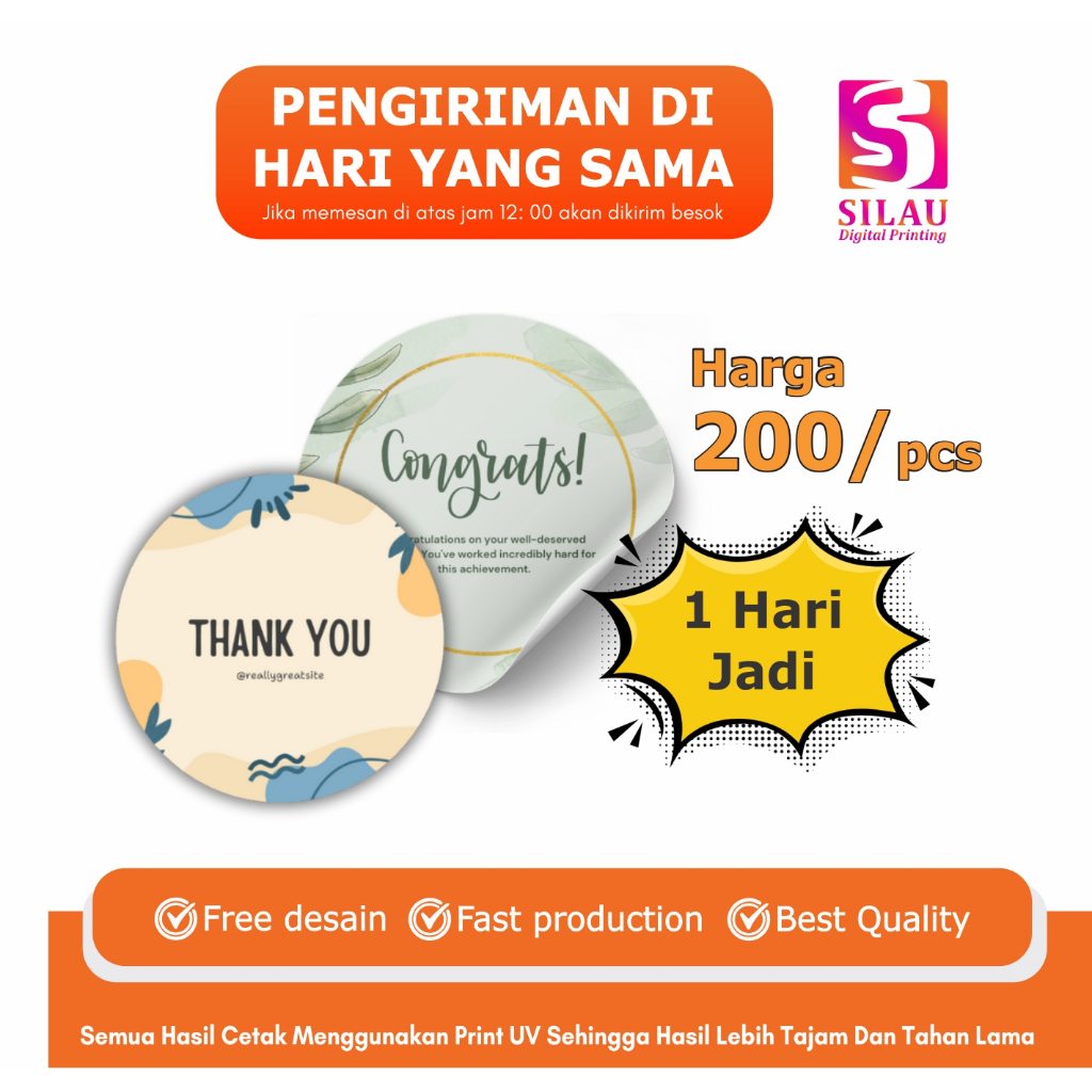 

SILAU ADVERTISING - Thank You Sticker Chromo / Label / Stiker Terima Kasih / Packing Produk Custom