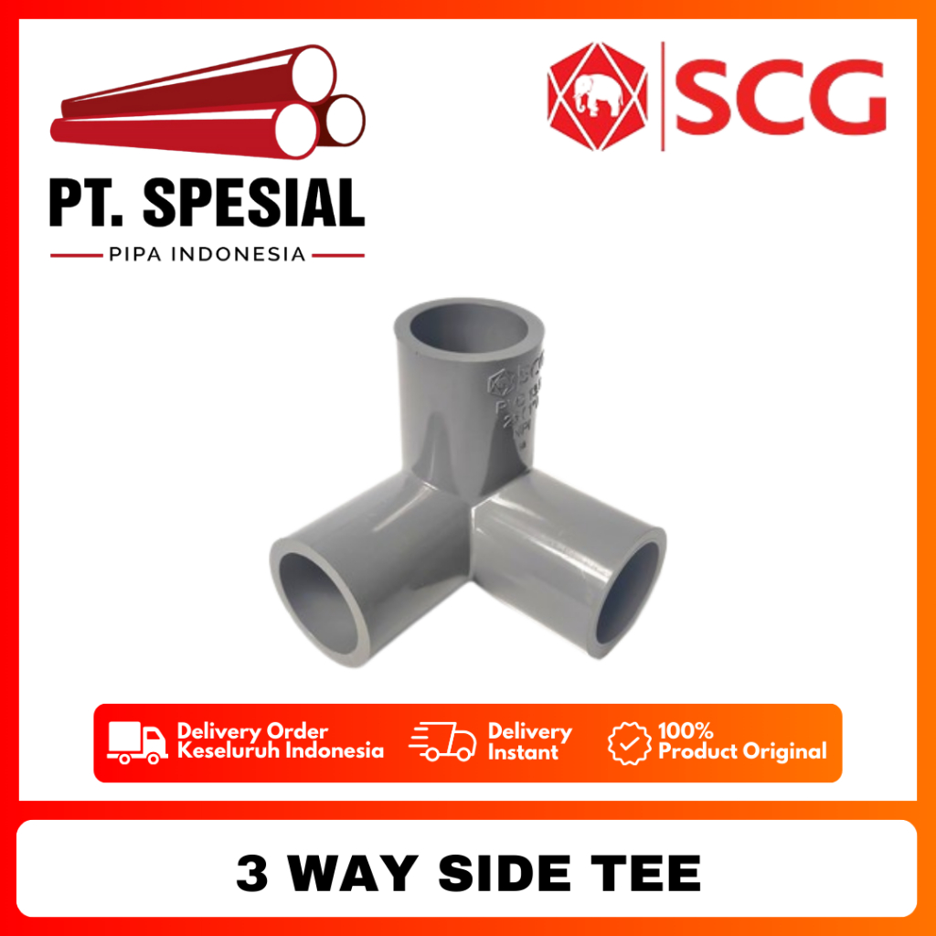 Tee Elbow 90° AW 3 Way Side Tee SCG 1" / T Cabang 3 Siku PVC AW SCG - 08
