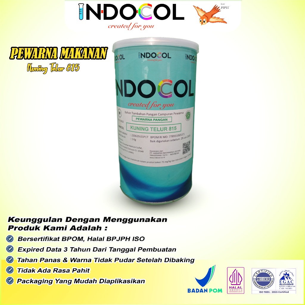 

Pewarna Makanan INDOCOL KUNING TELUR 815 (EGG YELLOW)