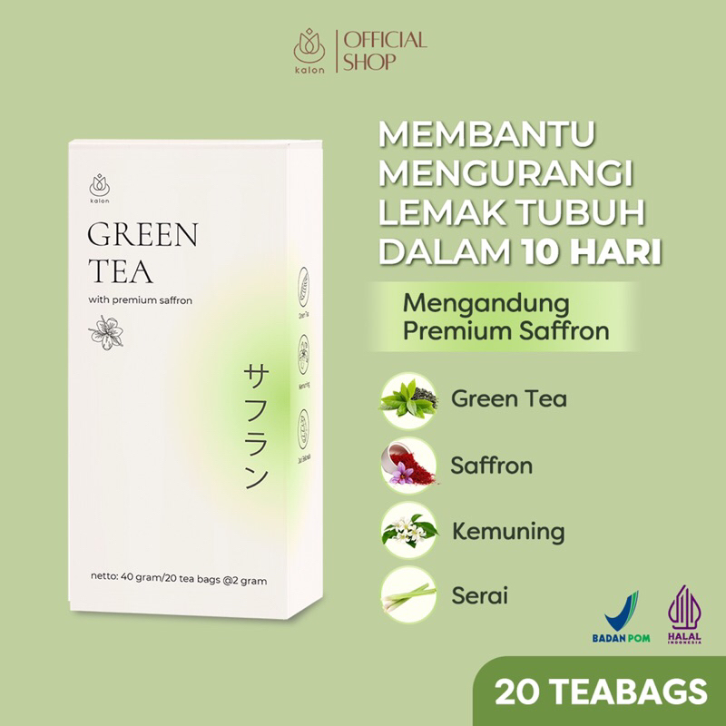 

Kalon Teh Hijau Premium Saffron Minuman Greentea isi 20 teabag