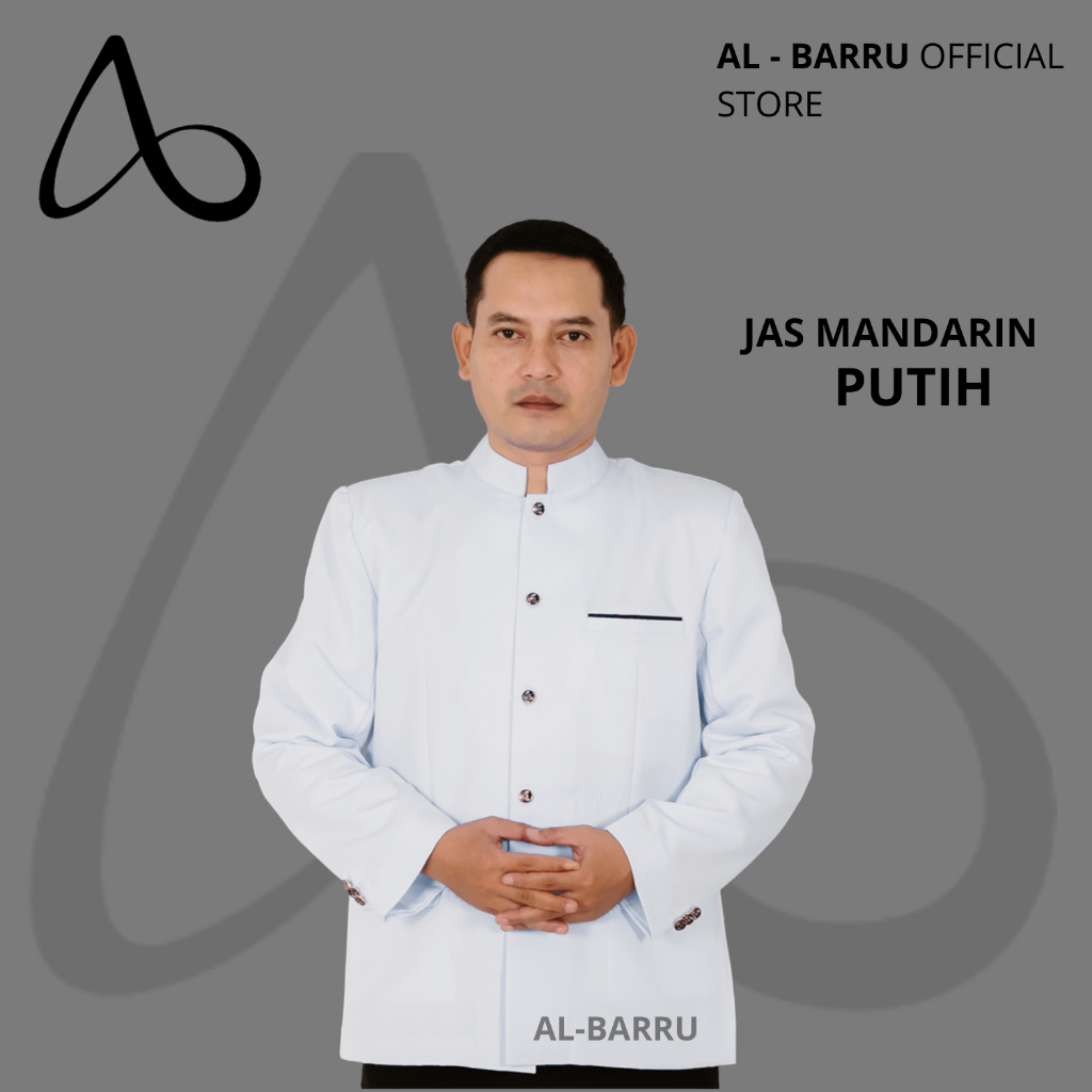 Jas Mandarin Original AL BARRU/ Jasko Mandari/ Jasko Pria/ Jasko Santri/ Jas Mandarin Warna Putih