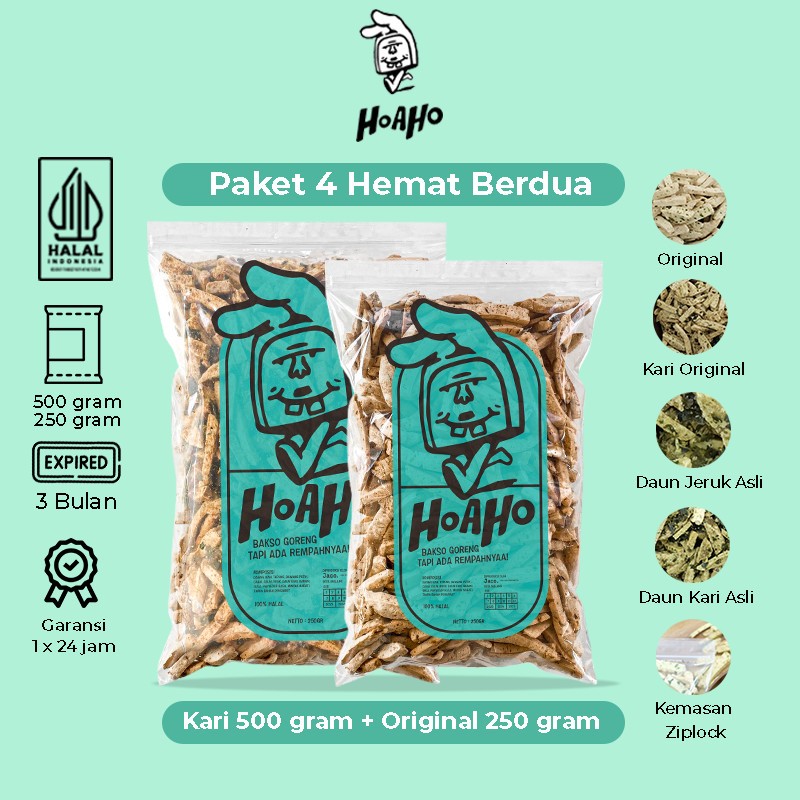 

HOAHO Basreng Stik Paket 4 Hemat Berdua Kari Original 500 Gram - Original Daun Jeruk 250 Gram