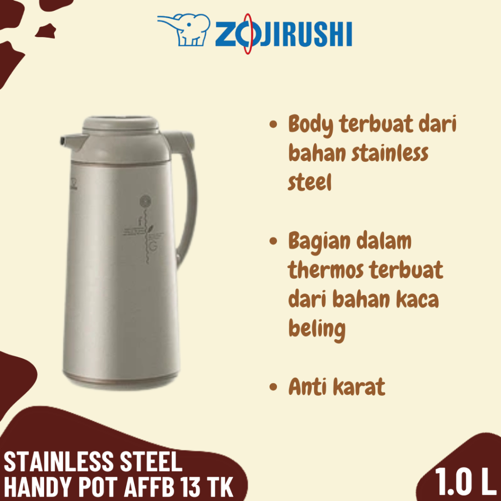 Zojirushi Handy Pot AFFB 13 TK - Termos Kaca Stainless