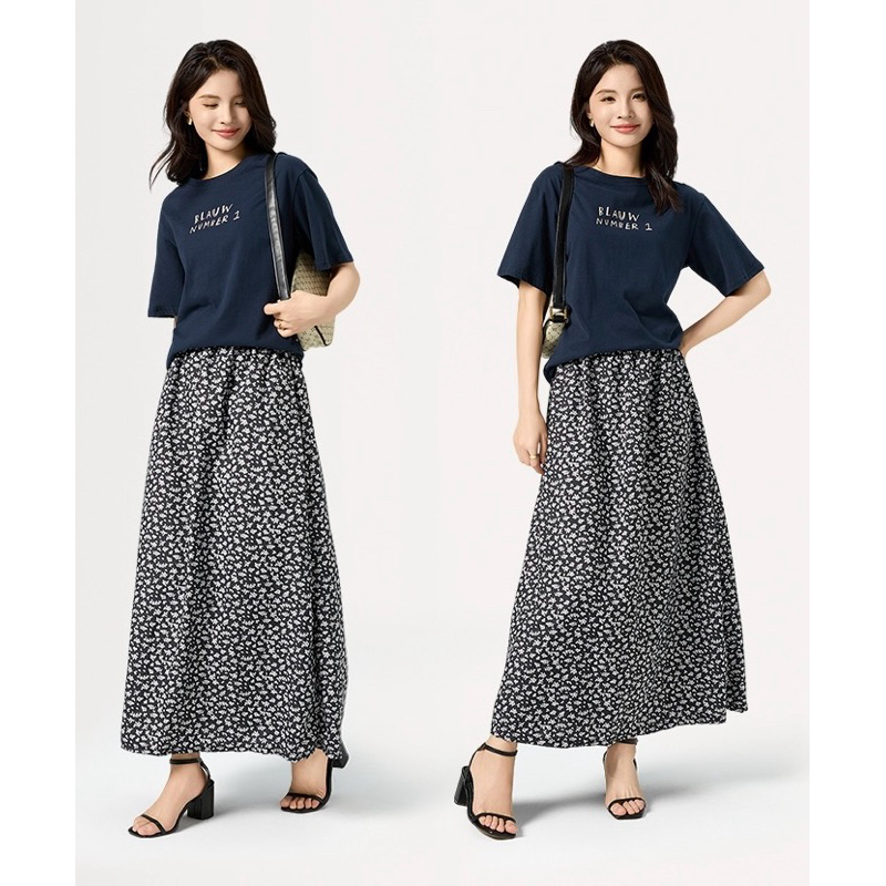 Rok motif bunga style wanita korea