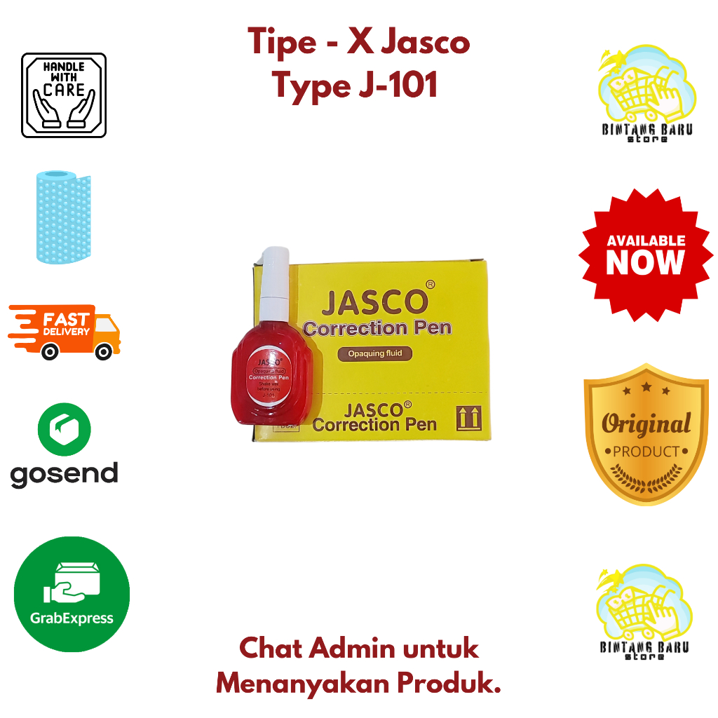 

[HARGA 1 LUSIN] JASCO - TIPE - X CAIR / CORRECTION PEN CAIR - TYPE J-101 - 25gr