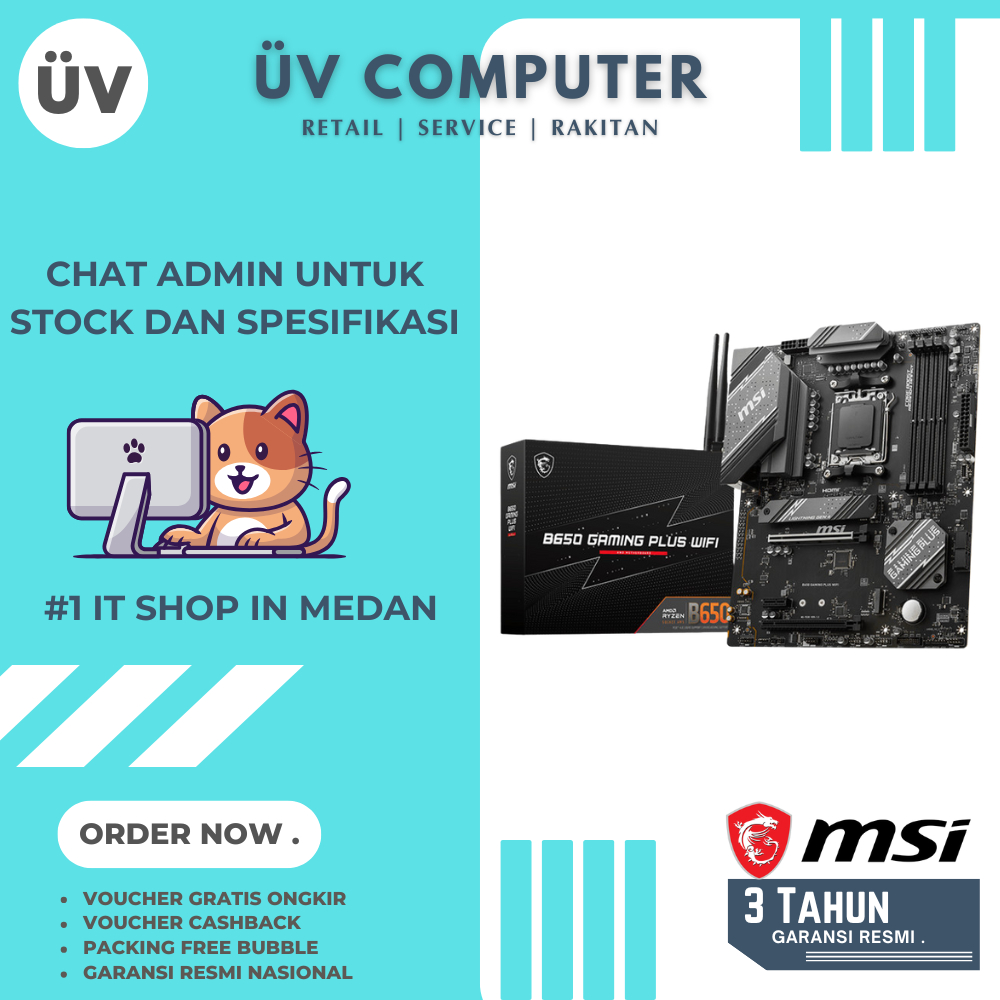 Motherboard Mobo MSI B650 GAMING PLUS WIFI | DDR5 | AMD AM5 | ATX | Garansi Resmi 3 Tahun