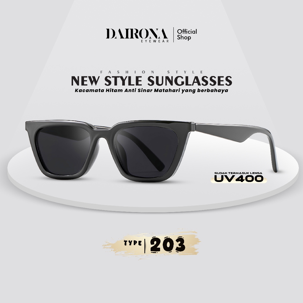 Dairona Eyewear Kacamata Hitam Cat Eye Anti Silau UV400 Polarized Sunglasses GM Gaya Korea Pria Wani