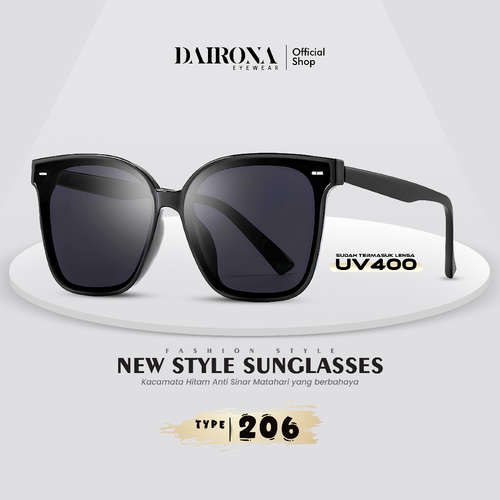Dairona Eyewear Kacamata Hitam Anti Silau UV400 Polarized Sunglasses GM Gaya Korea Pria Wanita PC 20